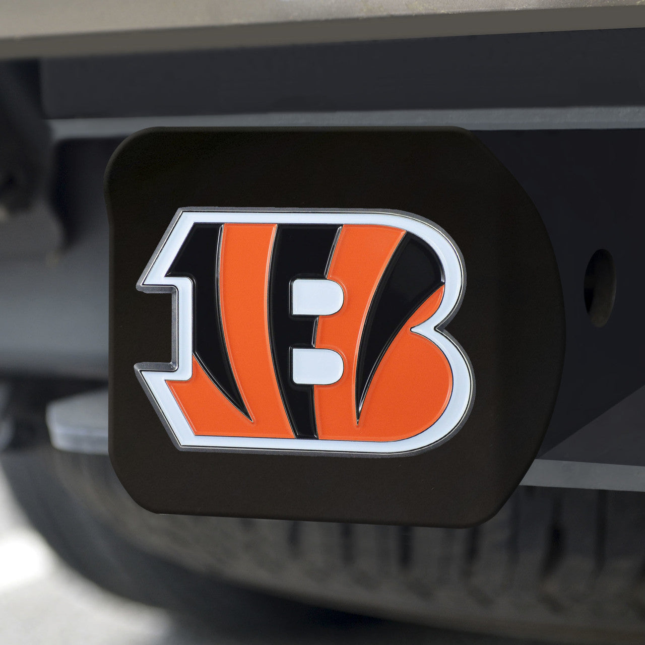 Cincinnati Bengals Hitch Cover Color Emblem on Black - Sports Collectibles, Sports Memorabilia, Sports Fan Shop, Sports Gifts