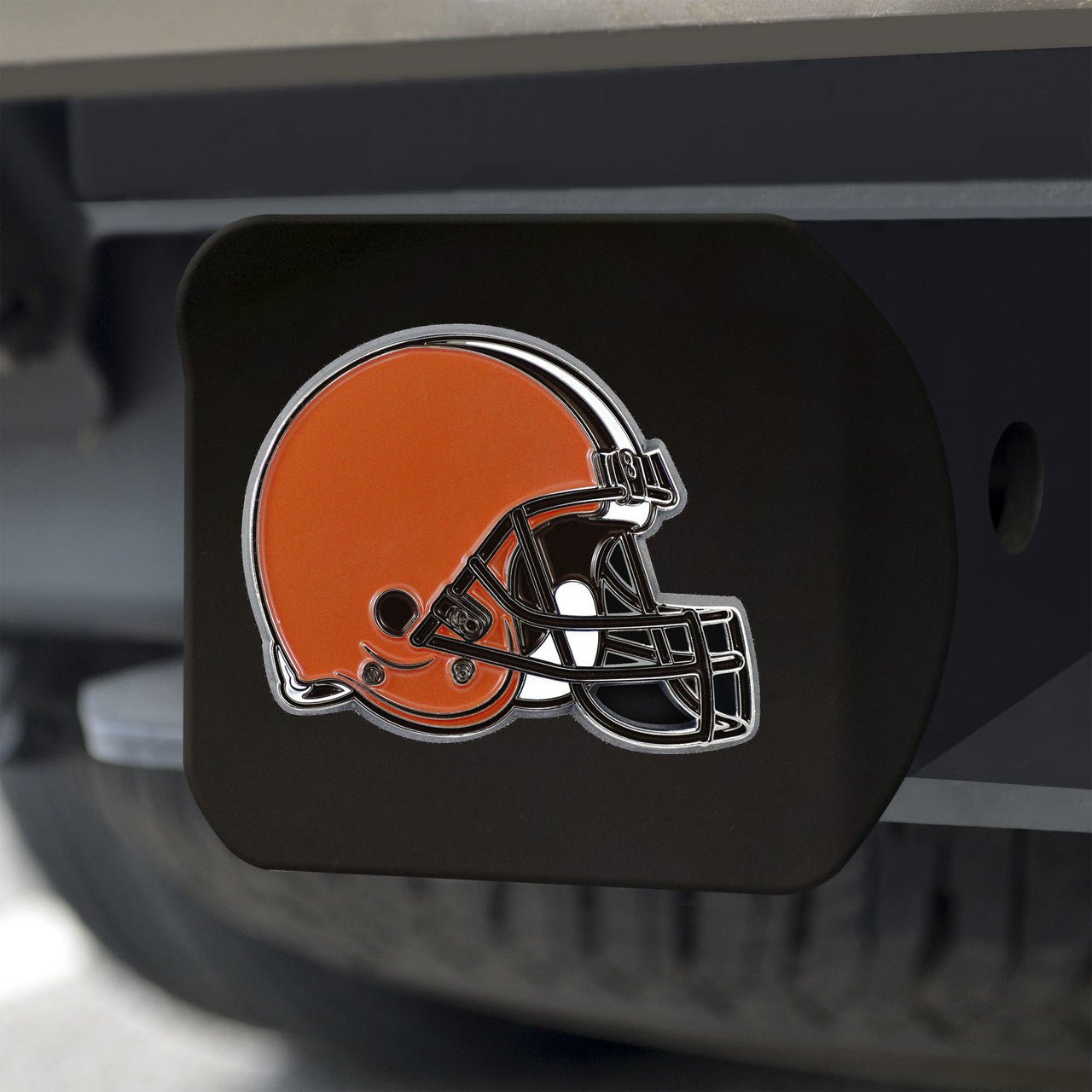 Cleveland Browns Hitch Cover Color Emblem on Black - Sports Collectibles, Sports Memorabilia, Sports Fan Shop, Sports Gifts