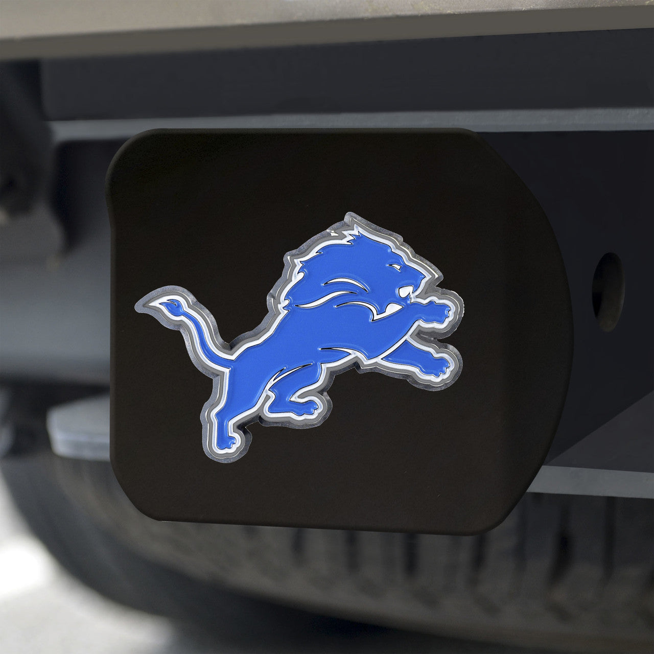 Detroit Lions Hitch Cover Color Emblem on Black - Sports Collectibles, Sports Memorabilia, Sports Fan Shop, Sports Gifts