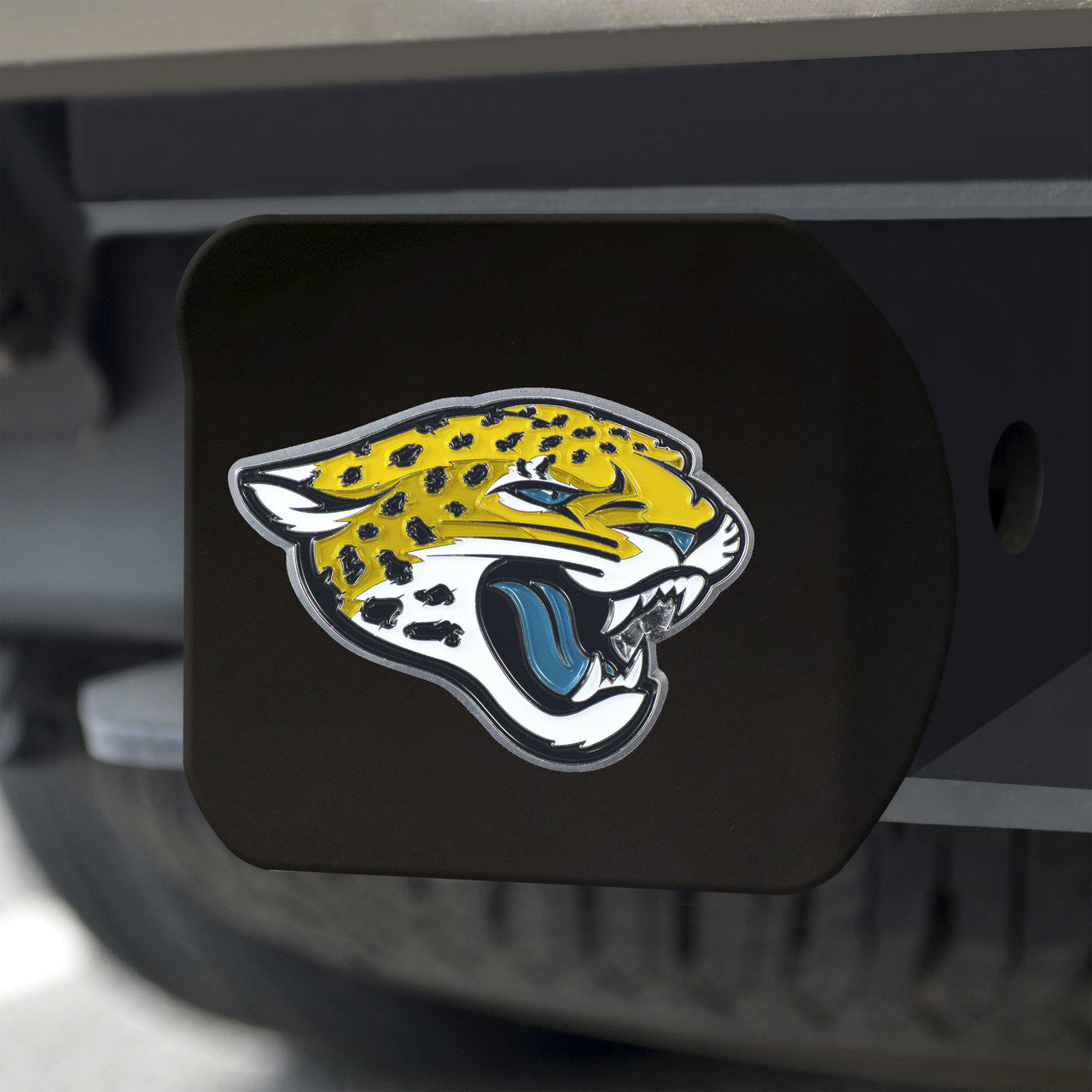 Jacksonville Jaguars Hitch Cover Color Emblem on Black - Sports Collectibles, Sports Memorabilia, Sports Fan Shop, Sports Gifts