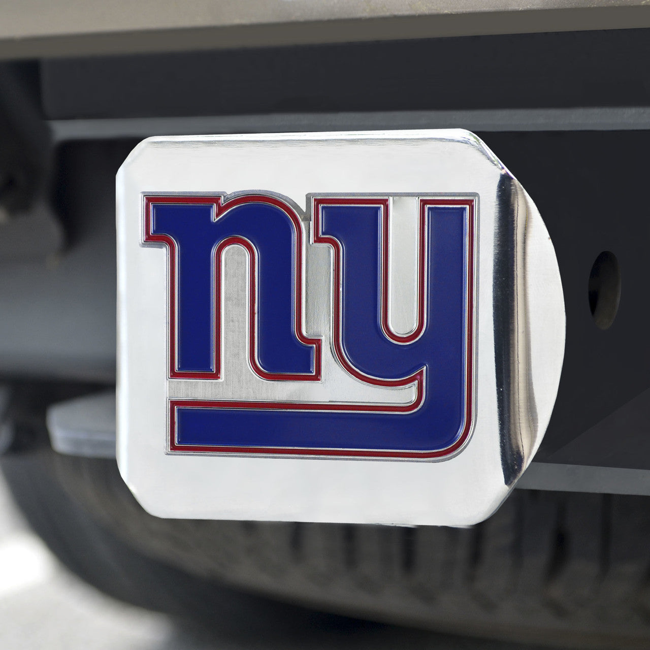New York Giants Hitch Cover Color Emblem on Chrome - Sports Collectibles, Sports Memorabilia, Sports Fan Shop, Sports Gifts