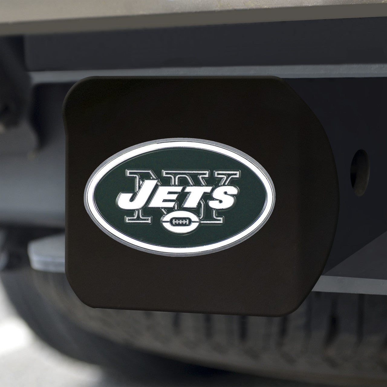 New York Jets Hitch Cover Color Emblem on Black - Sports Collectibles, Sports Memorabilia, Sports Fan Shop, Sports Gifts