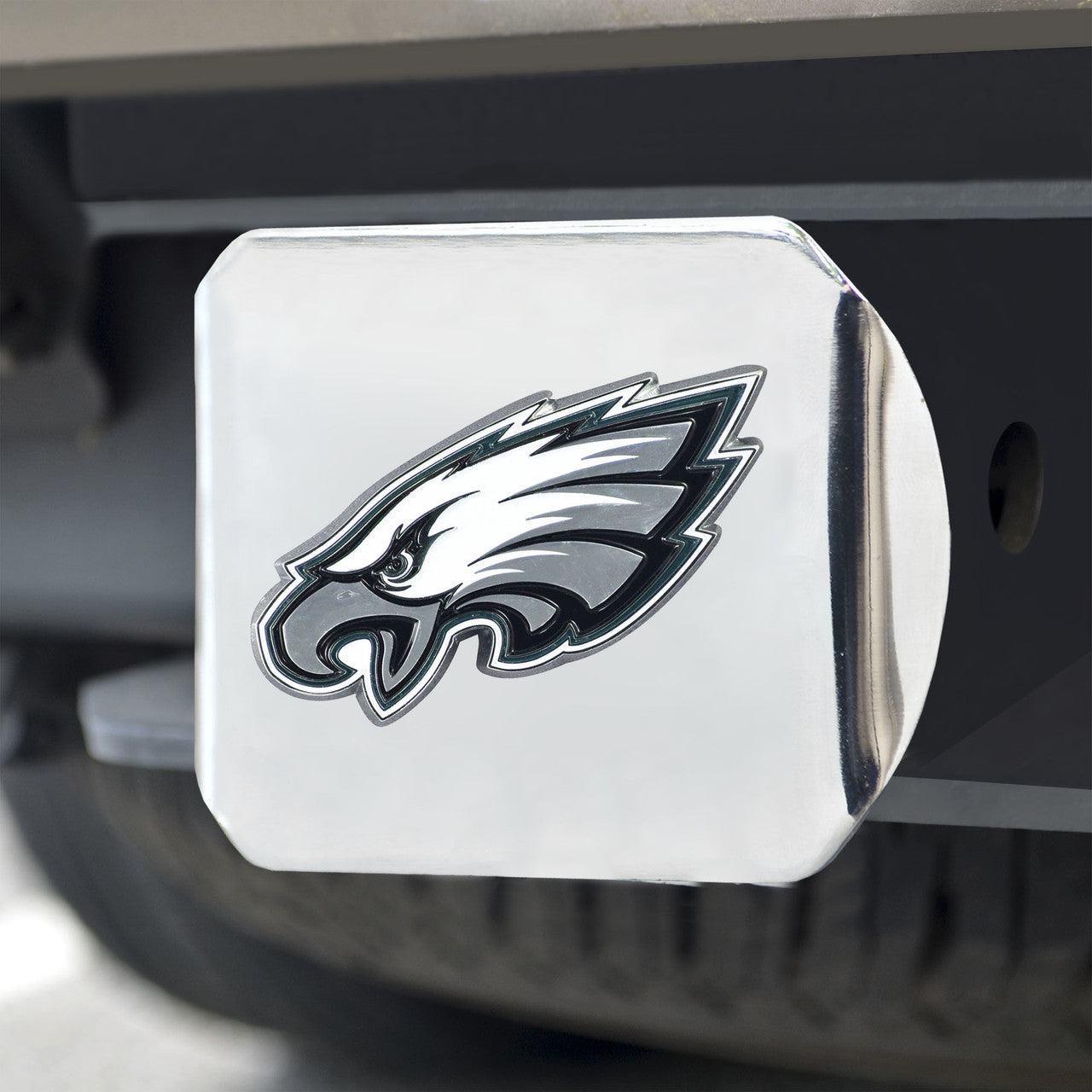 Philadelphia Eagles Hitch Cover Color Emblem on Chrome - Sports Collectibles, Sports Memorabilia, Sports Fan Shop, Sports Gifts