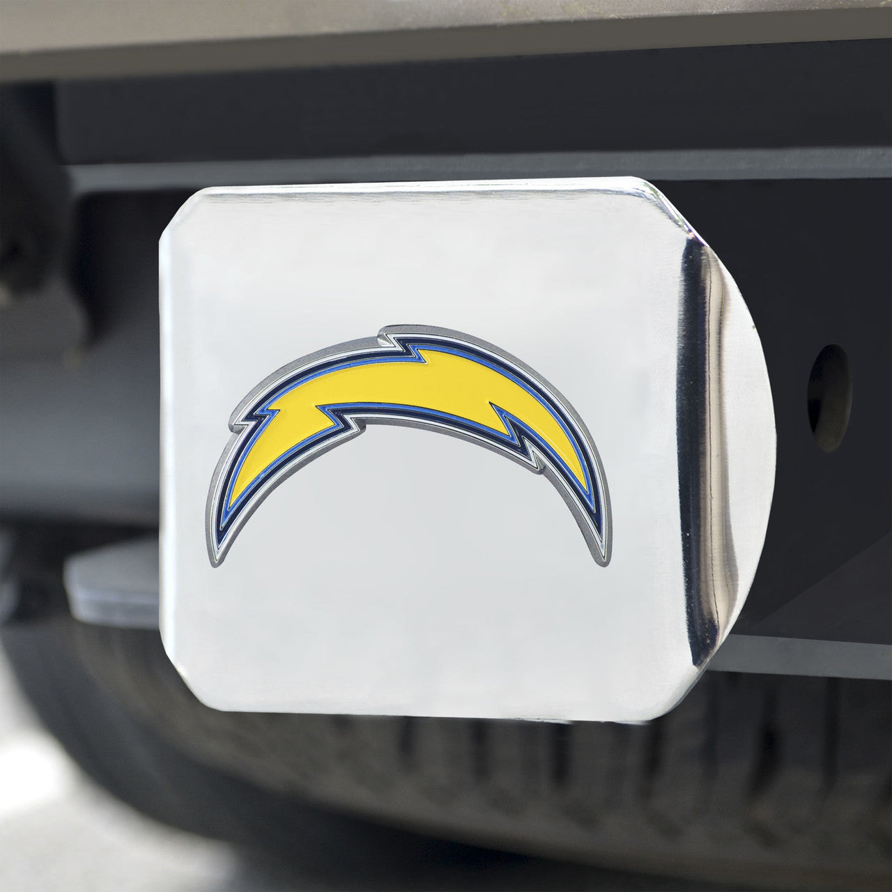 Los Angeles Chargers Hitch Cover Color Emblem on Chrome - Sports Collectibles, Sports Memorabilia, Sports Fan Shop, Sports Gifts