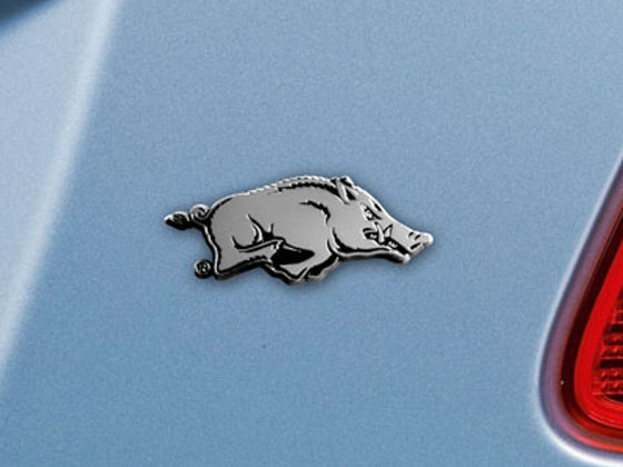 Arkansas Razorbacks Auto Emblem Premium Metal Chrome - Sports Collectibles, Sports Memorabilia, Sports Fan Shop, Sports Gifts