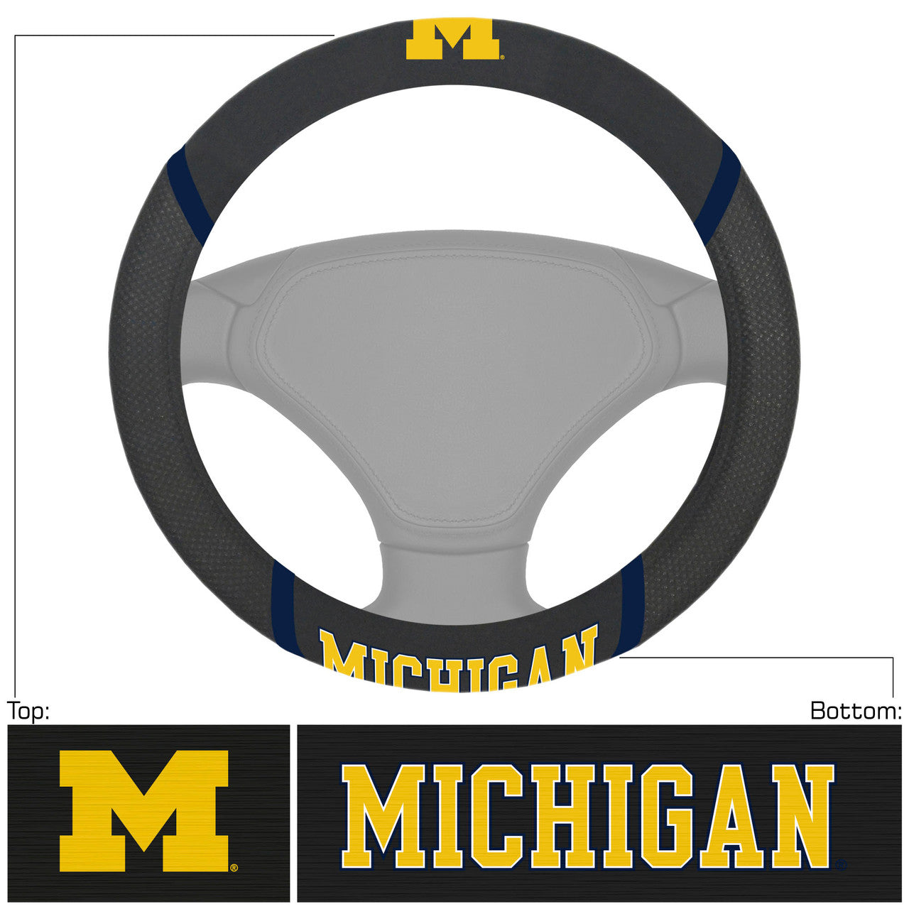 Michigan Wolverines Steering Wheel Cover Mesh/Stitched Special Order - Sports Collectibles, Sports Memorabilia, Sports Fan Shop, Sports Gifts