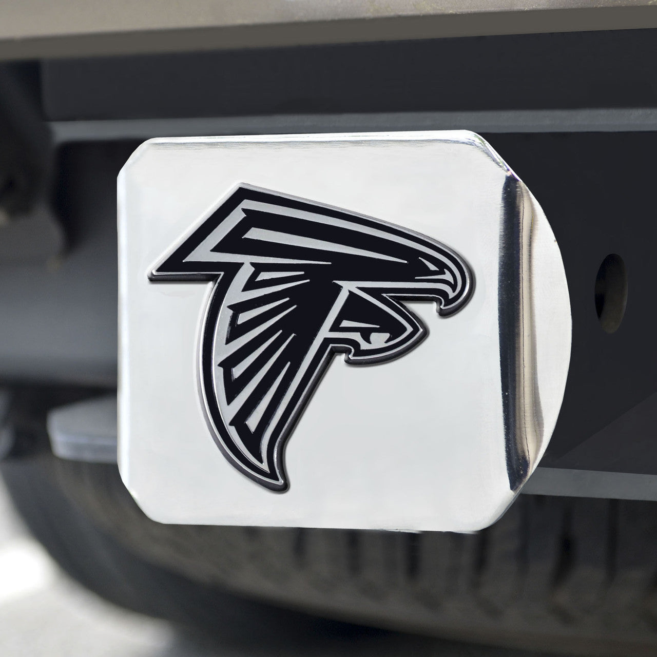 Atlanta Falcons Hitch Cover Chrome Emblem on Chrome - Special Order - Sports Collectibles, Sports Memorabilia, Sports Fan Shop, Sports Gifts