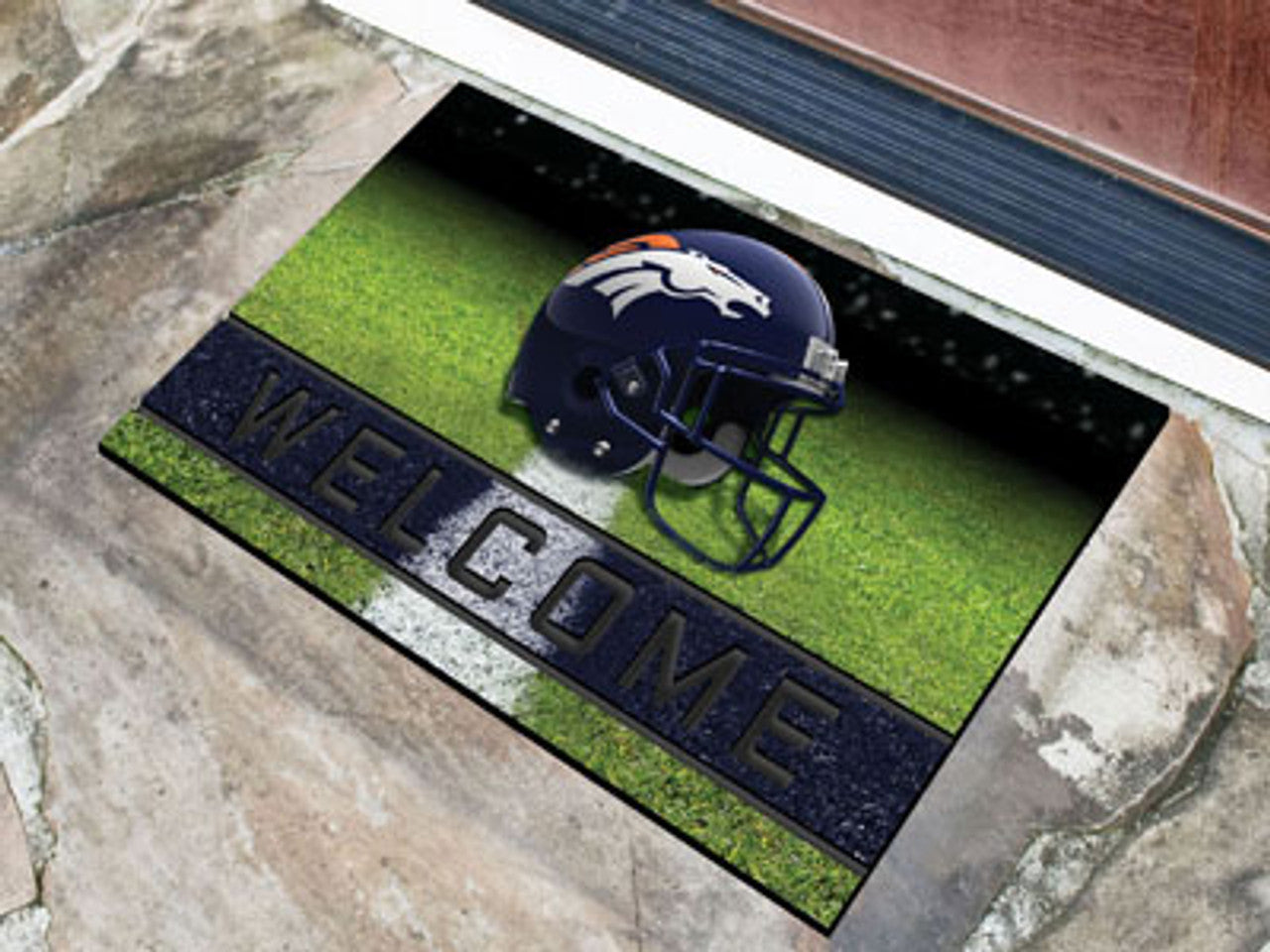 Denver Broncos Door Mat 18x30 Welcome Crumb Rubber - Special Order - Sports Collectibles, Sports Memorabilia, Sports Fan Shop, Sports Gifts