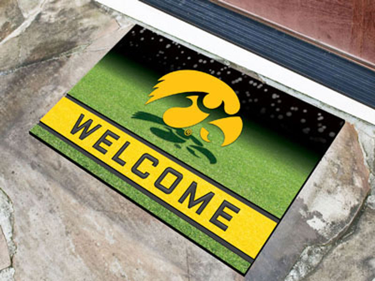 Iowa Hawkeyes Door Mat 18x30 Welcome Crumb Rubber - Special Order - Sports Collectibles, Sports Memorabilia, Sports Fan Shop, Sports Gifts