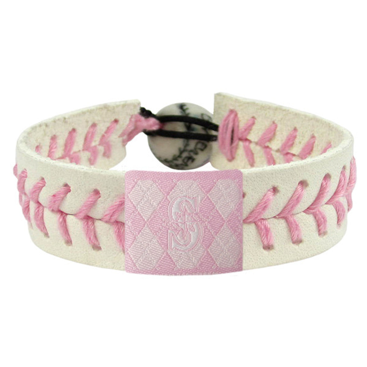 Seattle Mariners Bracelet Baseball Pink Argyle CO - Sports Collectibles, Sports Memorabilia, Sports Fan Shop, Sports Gifts