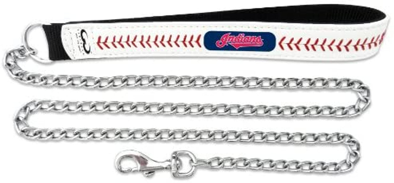Cleveland Indians Pet Leash Leather Chain Baseball Size Large - Sports Collectibles, Sports Memorabilia, Sports Fan Shop, Sports Gifts