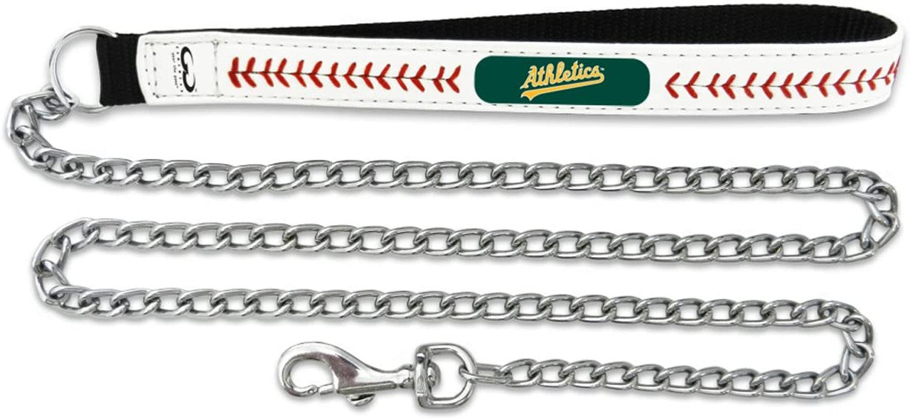 Oakland Athletics Pet Leash Leather Chain Baseball Size Medium - Sports Collectibles, Sports Memorabilia, Sports Fan Shop, Sports Gifts