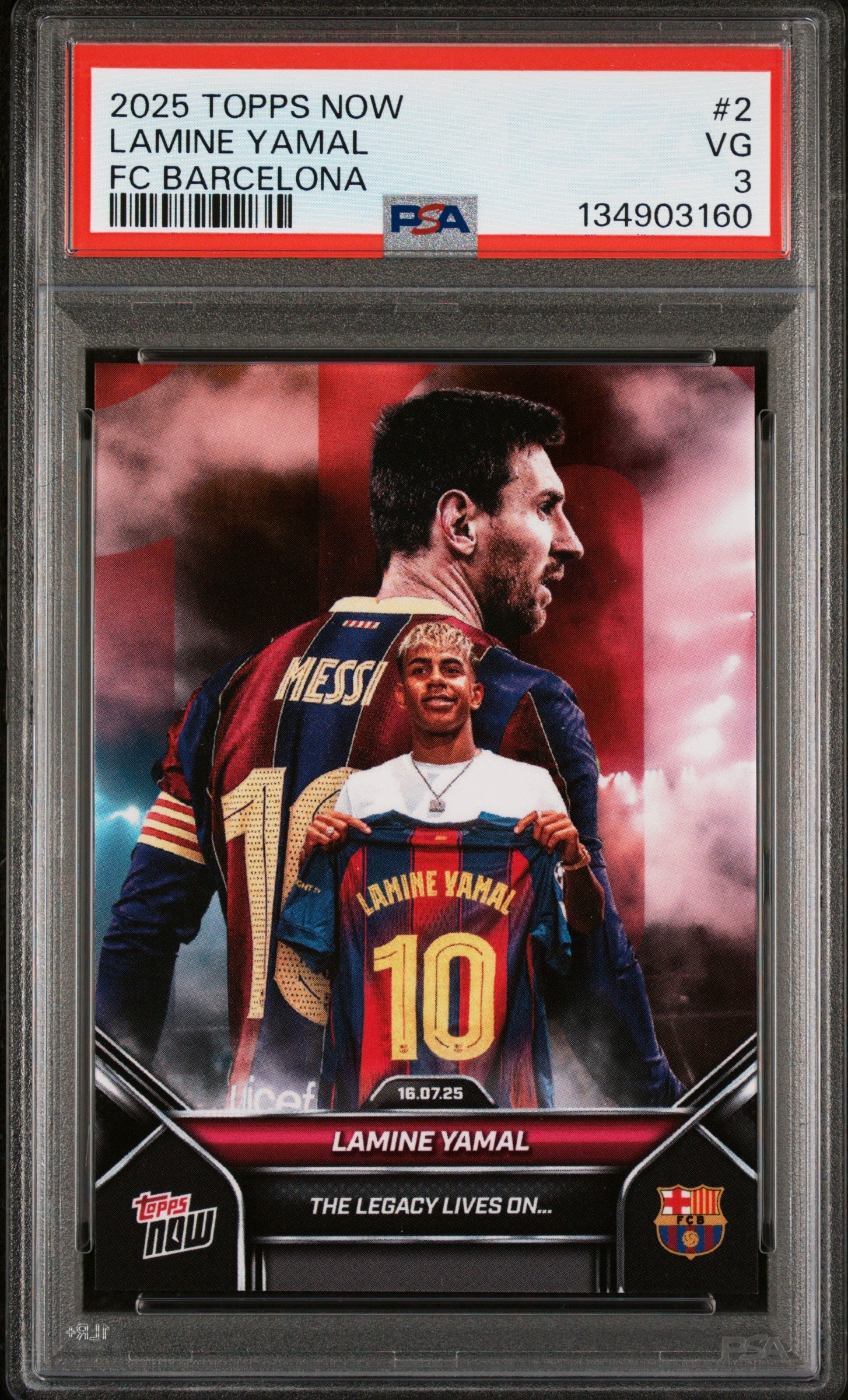 Graded 2025 Topps Now Lamine Yamal #2 FC Barcelona Soccer Card PSA 3 Very Good