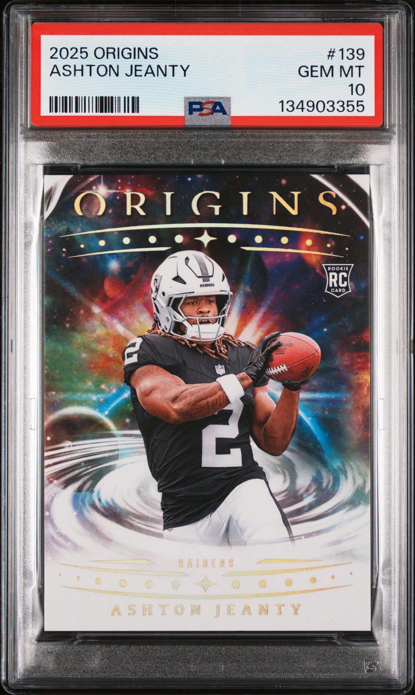 Graded 2025 Panini Origins Ashton Jeanty #139 Rookie RC Football Card PSA 10 Gem Mint