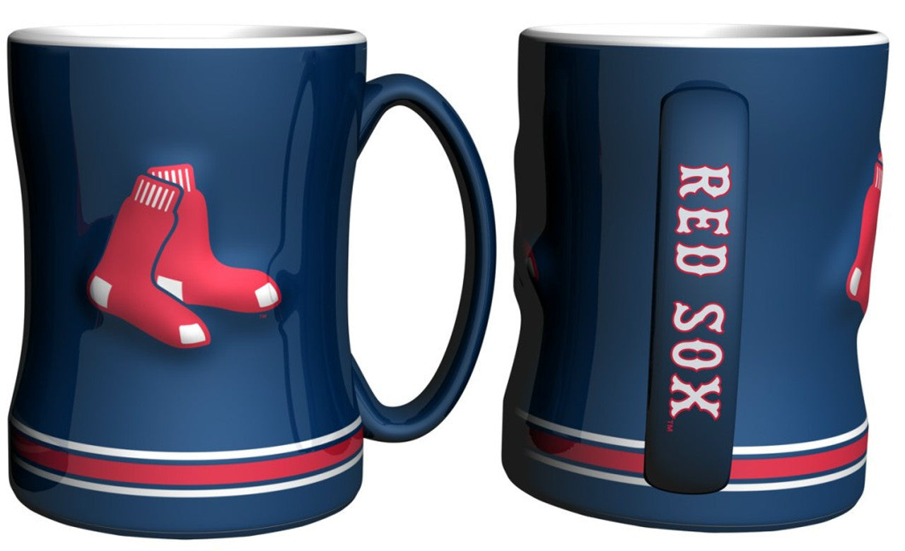 Boston Red Sox Coffee Mug 14oz Sculpted Relief Team Color - Sports Collectibles, Sports Memorabilia, Sports Fan Shop, Sports Gifts