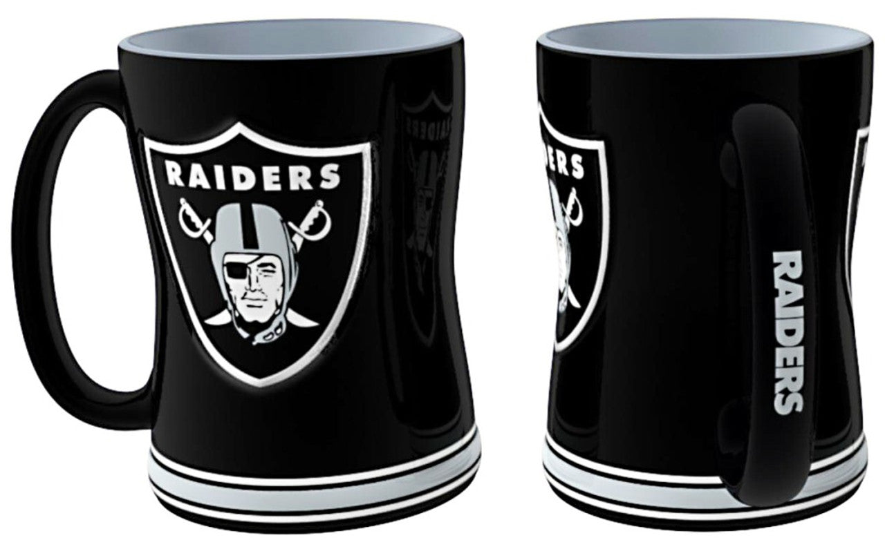 Las Vegas Raiders Coffee Mug 14oz Sculpted Relief Team Color - Sports Collectibles, Sports Memorabilia, Sports Fan Shop, Sports Gifts