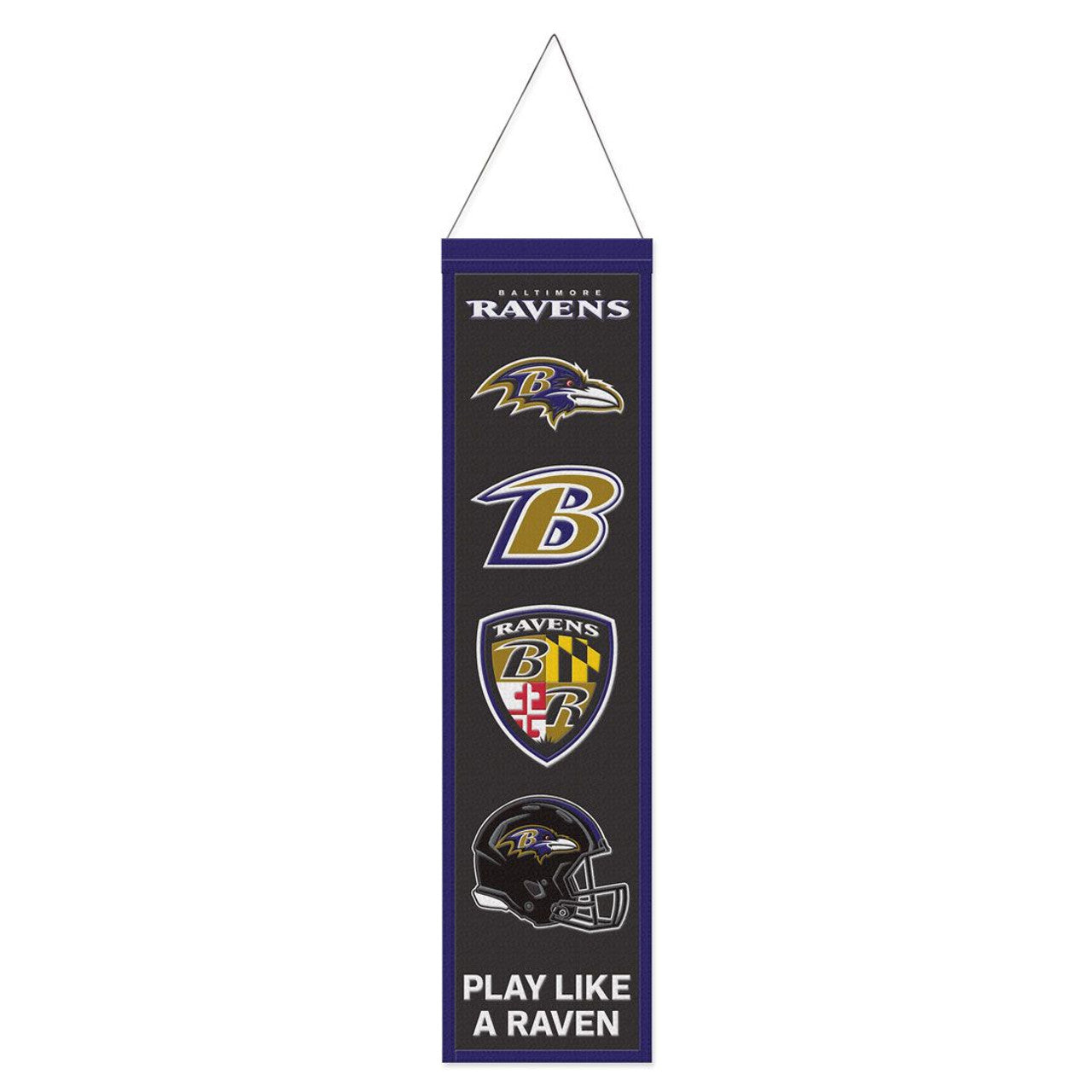 Baltimore Ravens Banner Wool 8x32 Heritage Evolution Design - 757 Sports Collectibles
