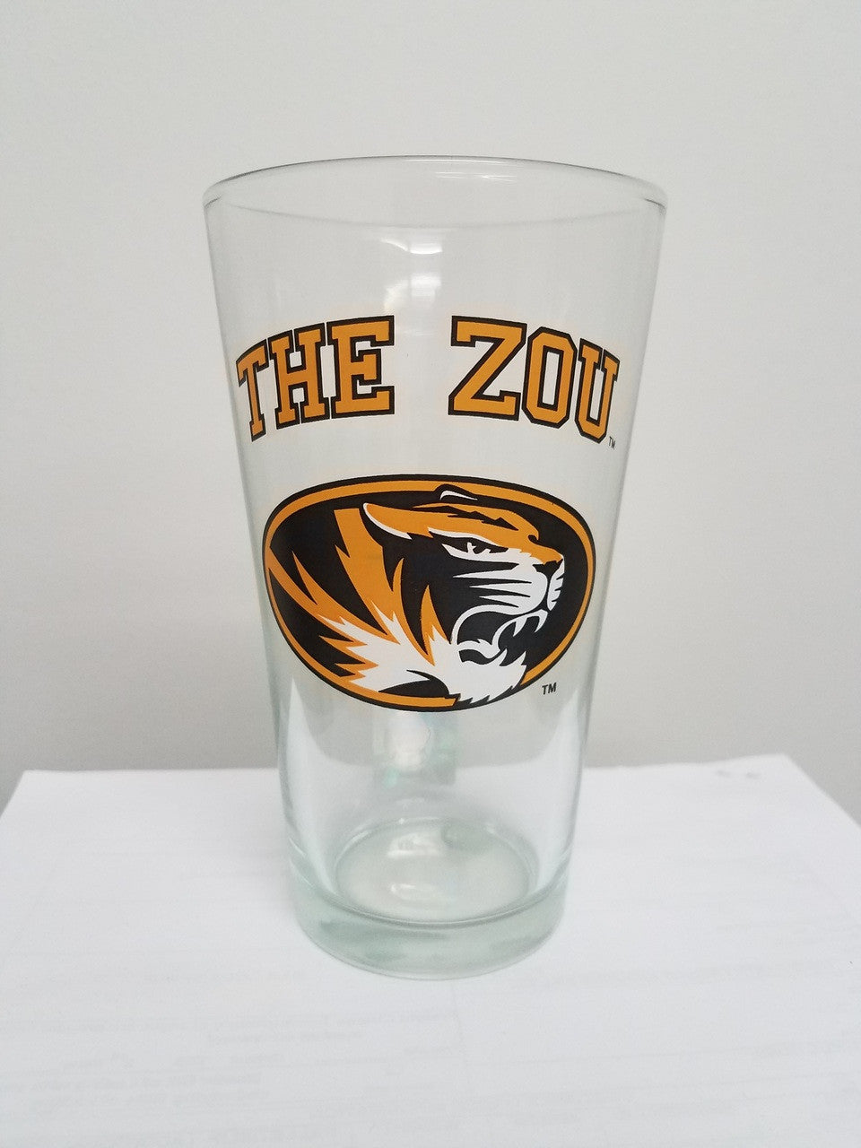 Missouri Tigers Glass Pint 16oz The Zou CO - Sports Collectibles, Sports Memorabilia, Sports Fan Shop, Sports Gifts