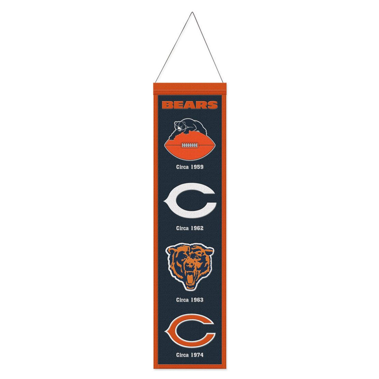 Chicago Bears Banner Wool 8x32 Heritage Evolution Design - Sports Collectibles, Sports Memorabilia, Sports Fan Shop, Sports Gifts