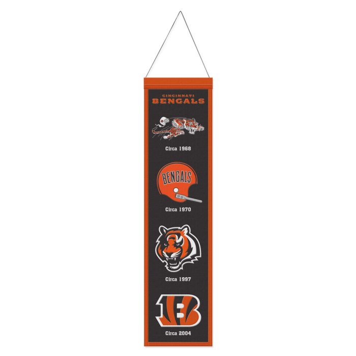 CINCINNATI BENGALS WOOL BANNER 8" X 32" - 757 Sports Collectibles