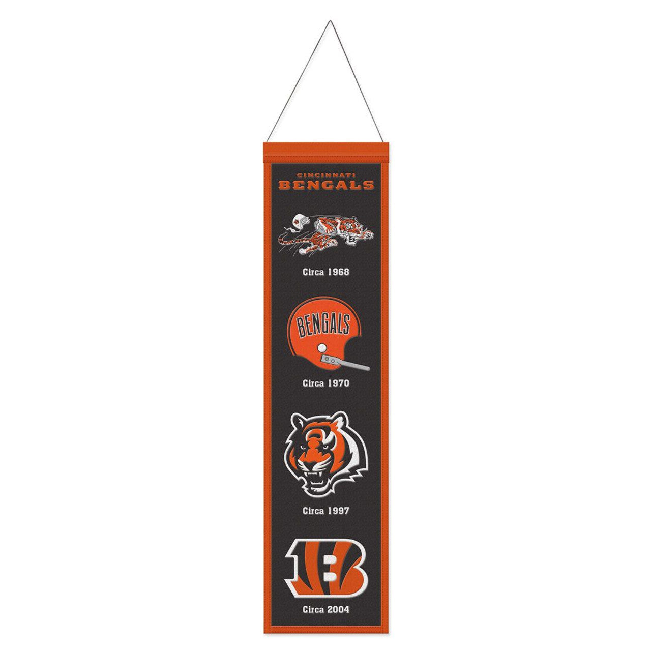 Cincinnati Bengals Banner Wool 8x32 Heritage Evolution Design - Sports Collectibles, Sports Memorabilia, Sports Fan Shop, Sports Gifts