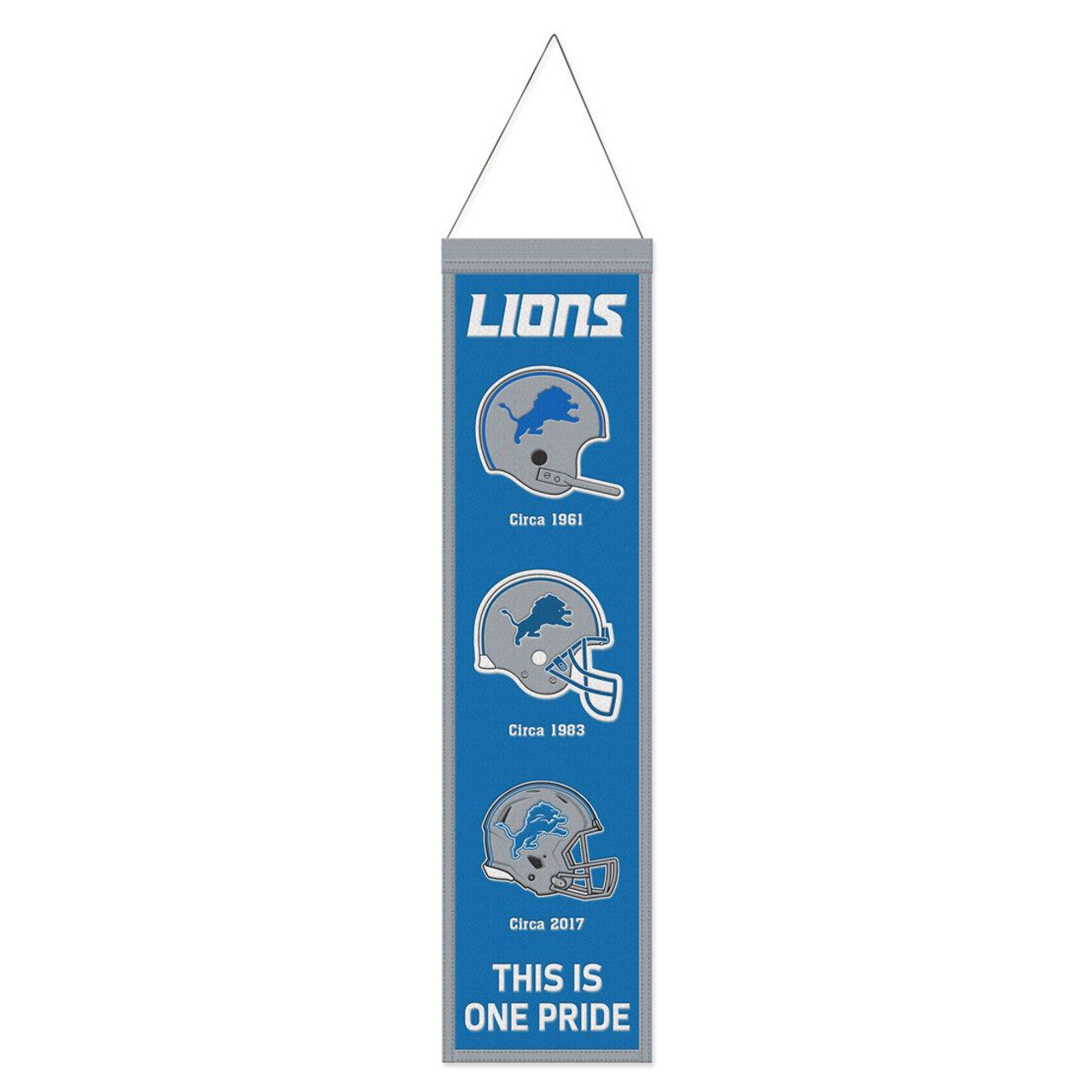 Detroit Lions Banner Wool 8x32 Heritage Evolution Design - Sports Collectibles, Sports Memorabilia, Sports Fan Shop, Sports Gifts
