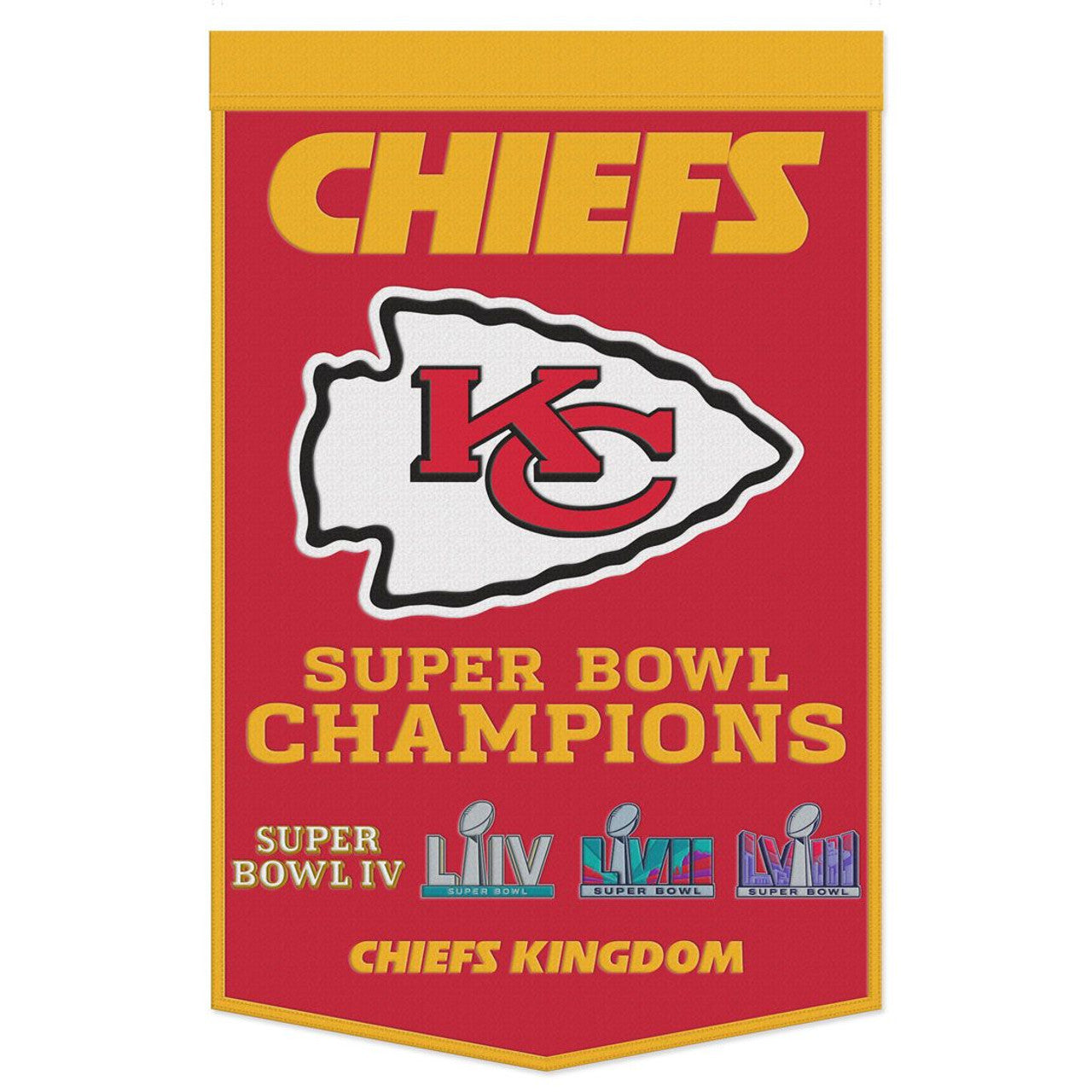 Kansas City Chiefs Banner Wool 24x38 Dynasty Champ Design - Sports Collectibles, Sports Memorabilia, Sports Fan Shop, Sports Gifts