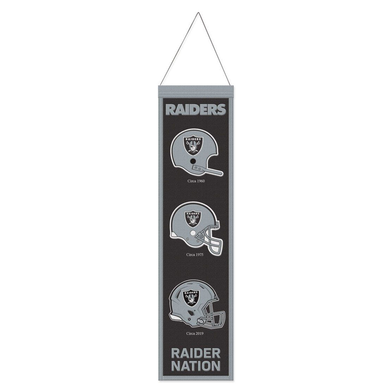 Las Vegas Raiders Banner Wool 8x32 Heritage Evolution Design - Sports Collectibles, Sports Memorabilia, Sports Fan Shop, Sports Gifts