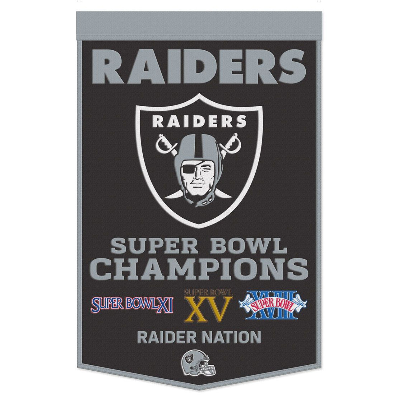 Las Vegas Raiders Banner Wool 24x38 Dynasty Champ Design - Sports Collectibles, Sports Memorabilia, Sports Fan Shop, Sports Gifts