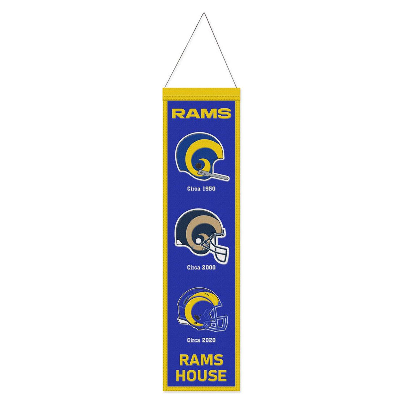 Los Angeles Rams Banner Wool 8x32 Heritage Evolution Design - Sports Collectibles, Sports Memorabilia, Sports Fan Shop, Sports Gifts
