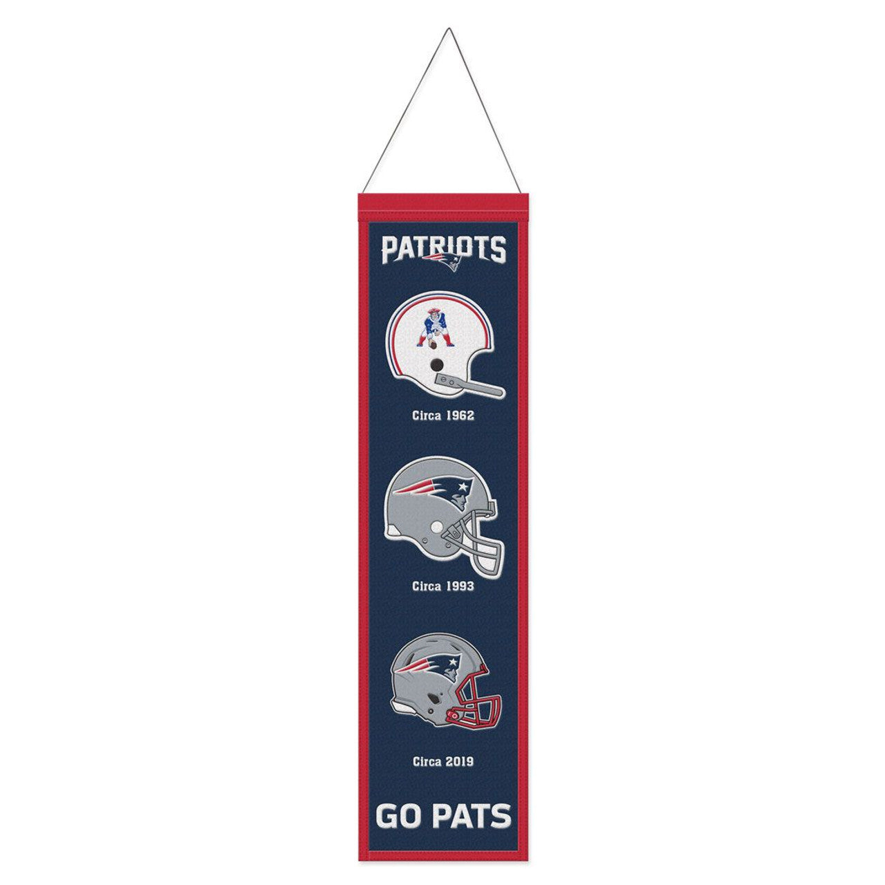 New England Patriots Banner Wool 8x32 Heritage Evolution Design - Sports Collectibles, Sports Memorabilia, Sports Fan Shop, Sports Gifts