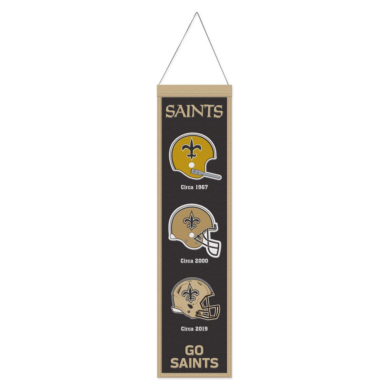 New Orleans Saints Banner Wool 8x32 Heritage Evolution Design - Sports Collectibles, Sports Memorabilia, Sports Fan Shop, Sports Gifts