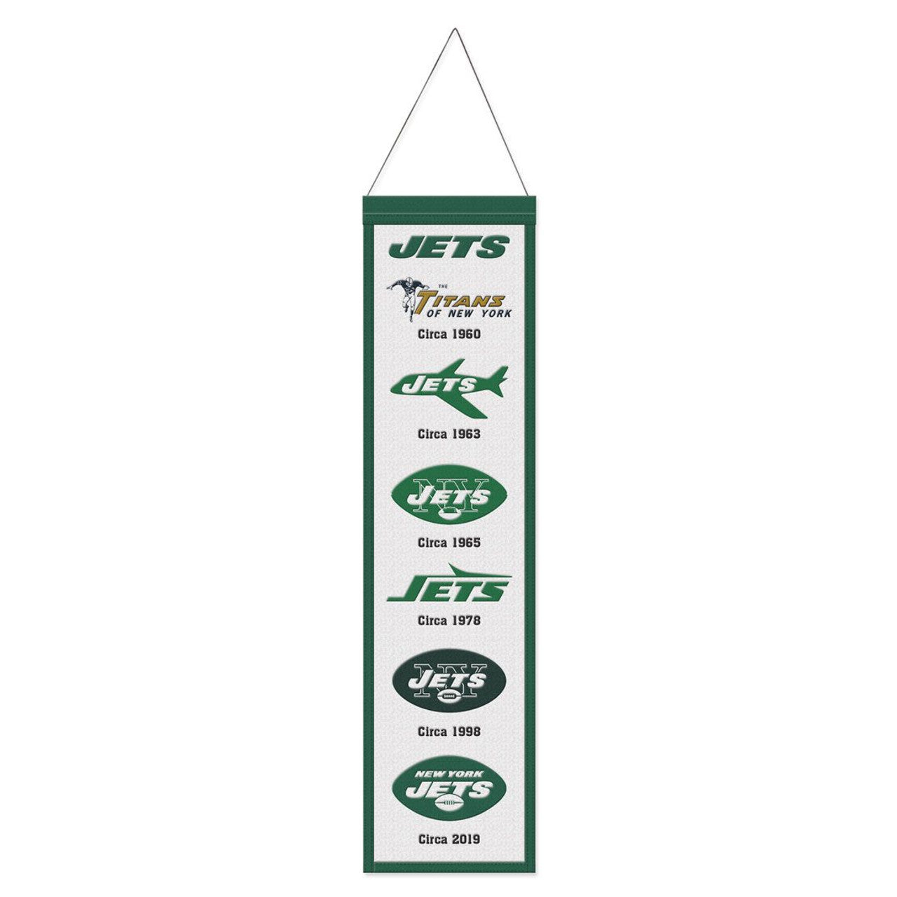 New York Jets Banner Wool 8x32 Heritage Evolution Design - Sports Collectibles, Sports Memorabilia, Sports Fan Shop, Sports Gifts