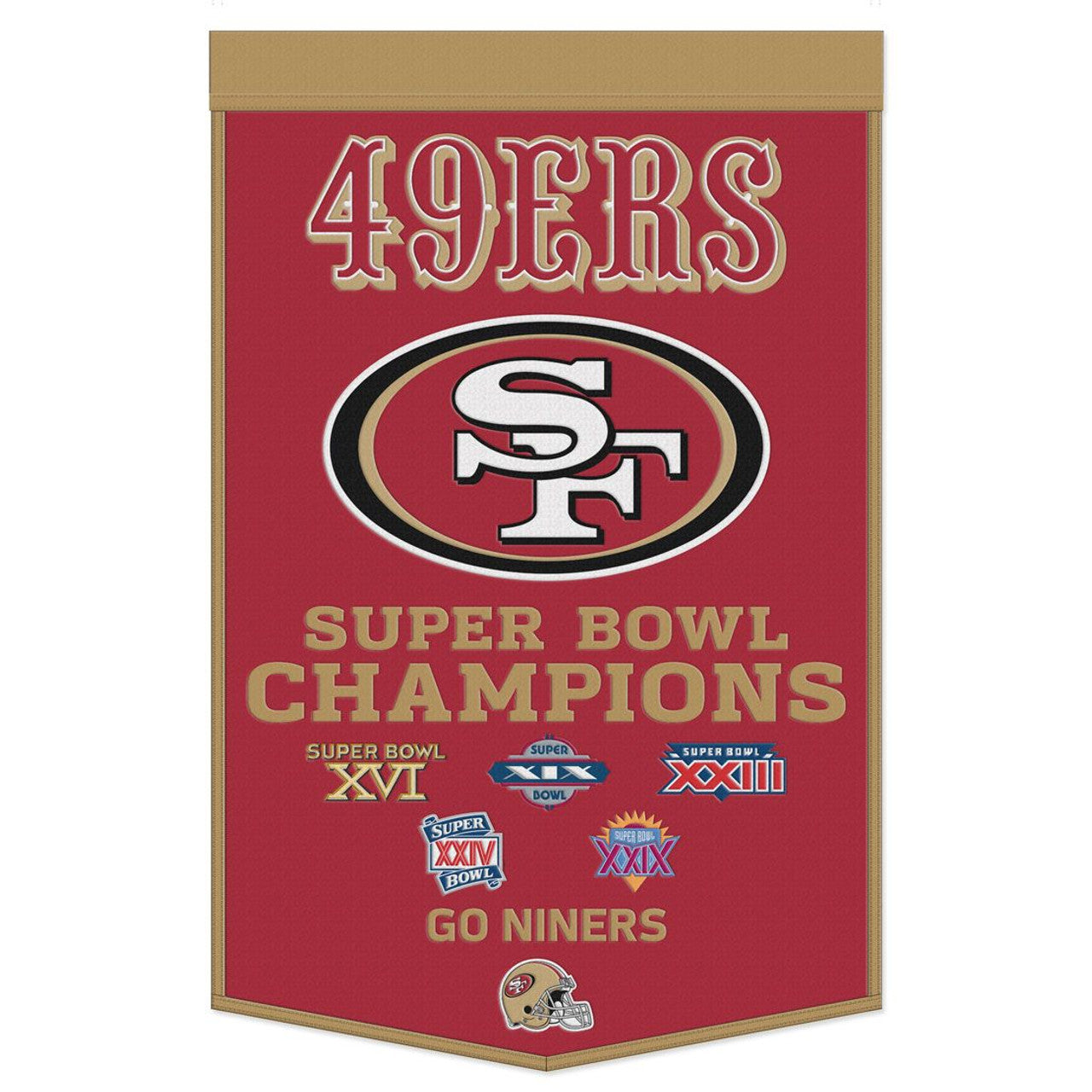 San Francisco 49ers Banner Wool 24x38 Dynasty Champ Design - Sports Collectibles, Sports Memorabilia, Sports Fan Shop, Sports Gifts