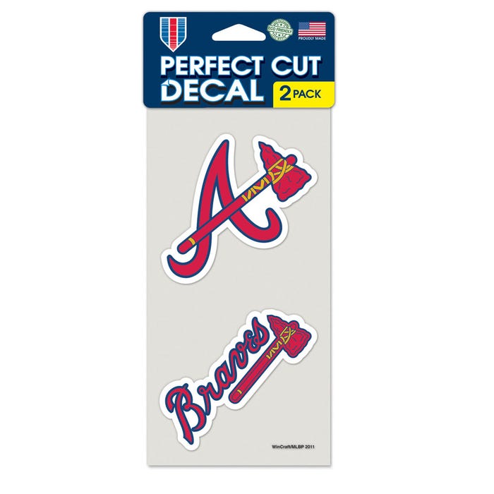 Atlanta Braves Perfect Cut Decal set of two 4"x4" - Sports Collectibles, Sports Memorabilia, Sports Fan Shop, Sports Gifts