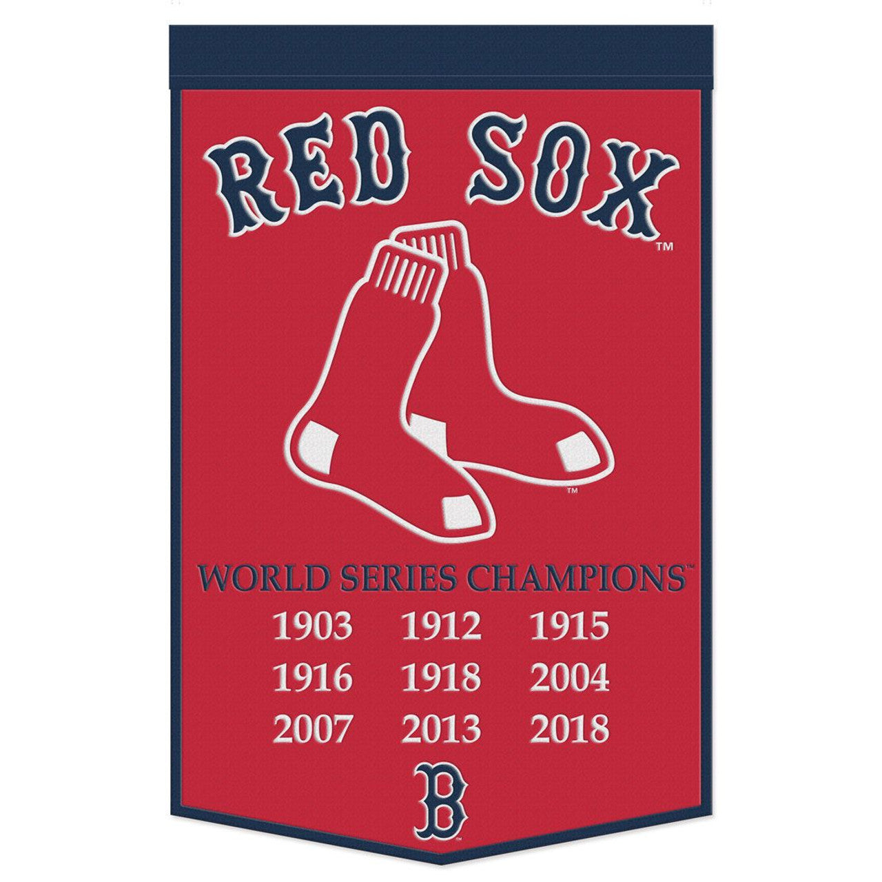 Boston Red Sox Banner Wool 24x38 Dynasty Champ Design - Sports Collectibles, Sports Memorabilia, Sports Fan Shop, Sports Gifts