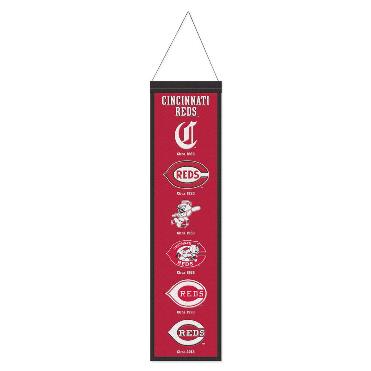 Cincinnati Reds Banner Wool 8x32 Heritage Evolution Design - Sports Collectibles, Sports Memorabilia, Sports Fan Shop, Sports Gifts