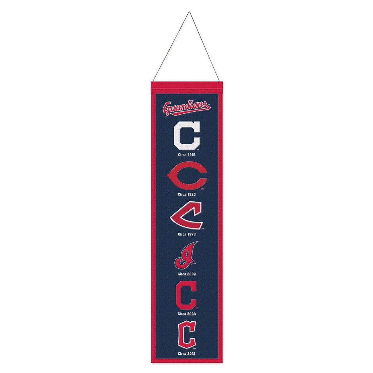 Cleveland Guardians Banner Wool 8x32 Heritage Evolution Design - Sports Collectibles, Sports Memorabilia, Sports Fan Shop, Sports Gifts
