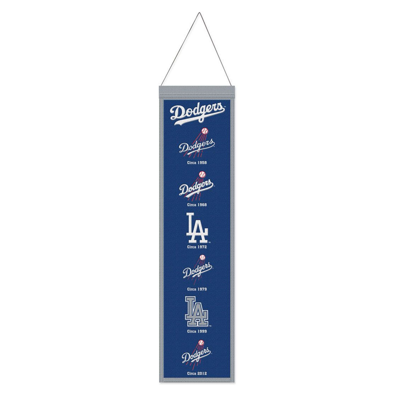 Los Angeles Dodgers Banner Wool 8x32 Heritage Evolution Design - Sports Collectibles, Sports Memorabilia, Sports Fan Shop, Sports Gifts