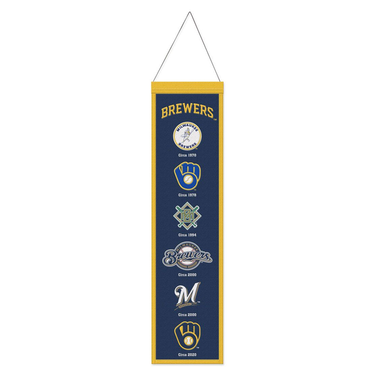 Milwaukee Brewers Banner Wool 8x32 Heritage Evolution Design - Sports Collectibles, Sports Memorabilia, Sports Fan Shop, Sports Gifts