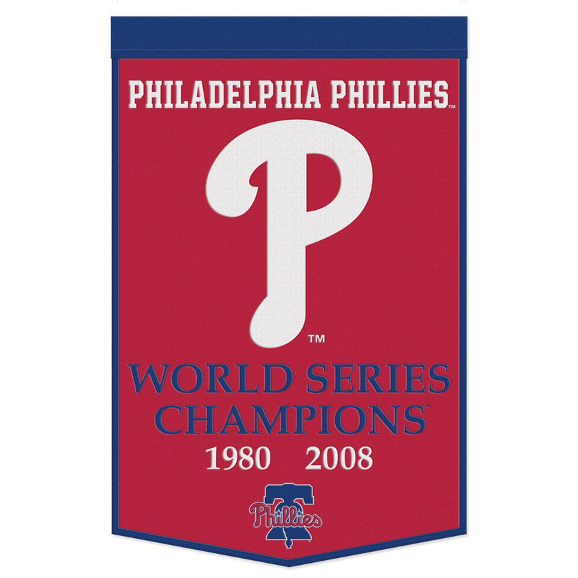 Philadelphia Phillies Banner Wool 24x38 Dynasty Champ Design - Sports Collectibles, Sports Memorabilia, Sports Fan Shop, Sports Gifts