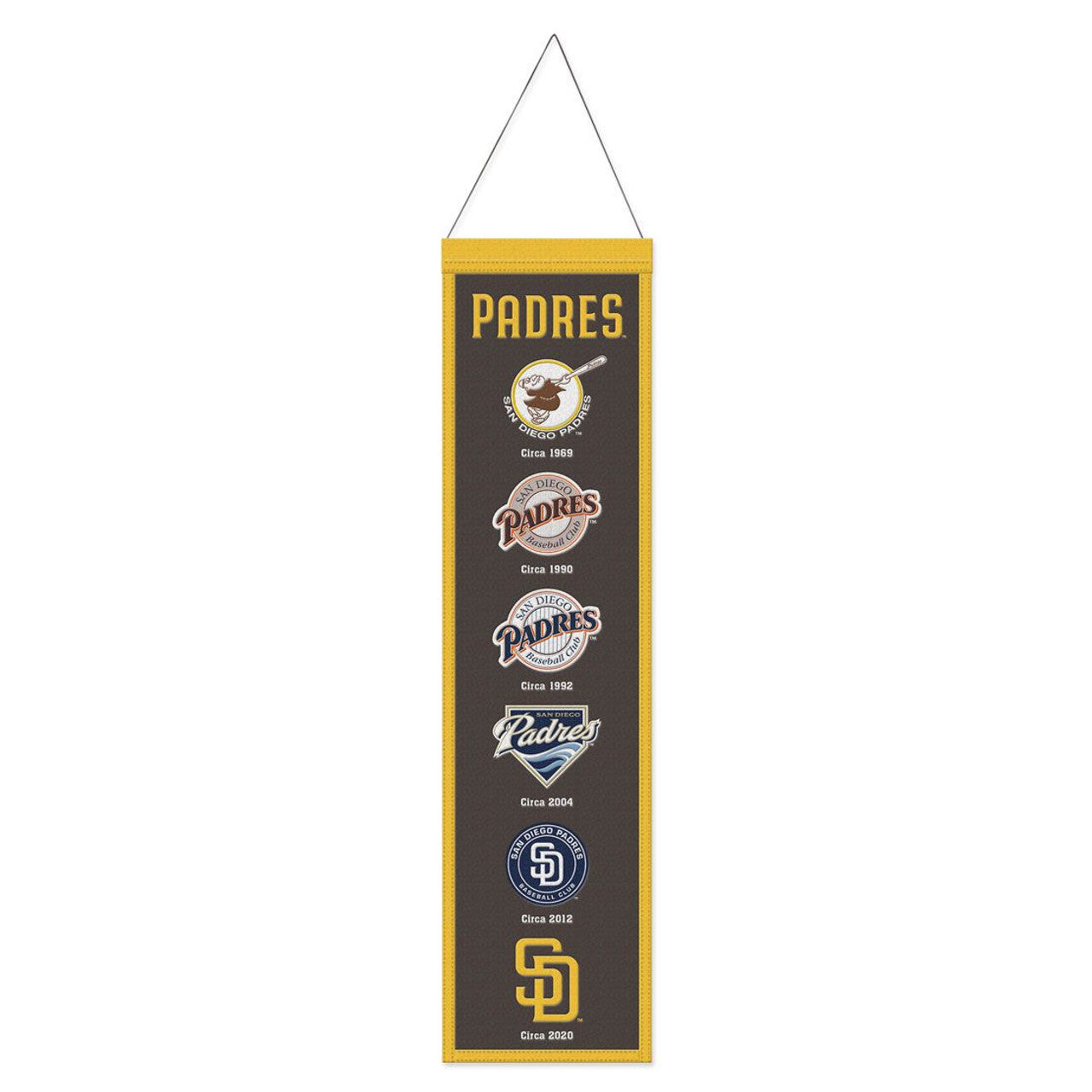 San Diego Padres Banner Wool 8x32 Heritage Evolution Design - Sports Collectibles, Sports Memorabilia, Sports Fan Shop, Sports Gifts