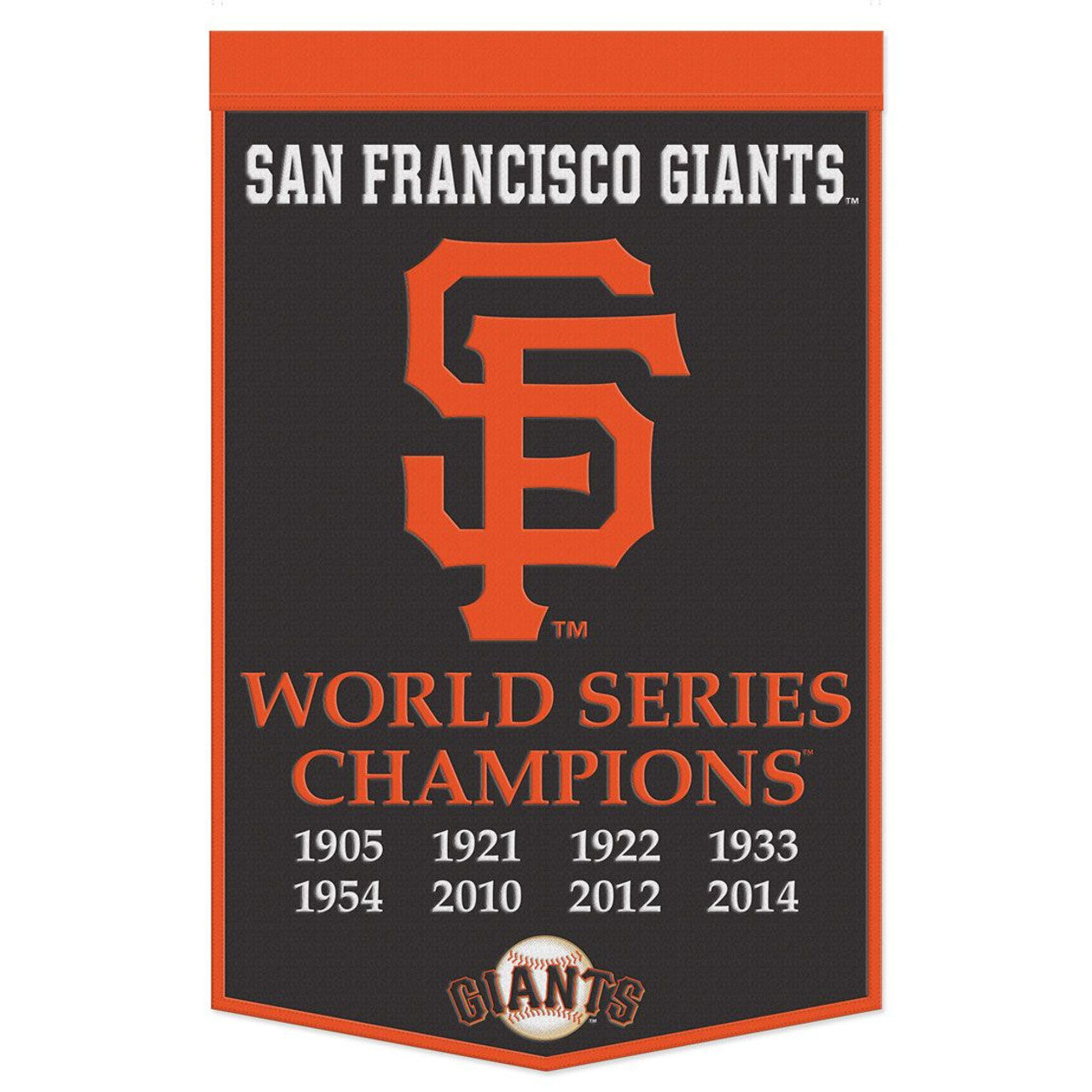 San Francisco Giants Banner Wool 24x38 Dynasty Champ Design - Sports Collectibles, Sports Memorabilia, Sports Fan Shop, Sports Gifts