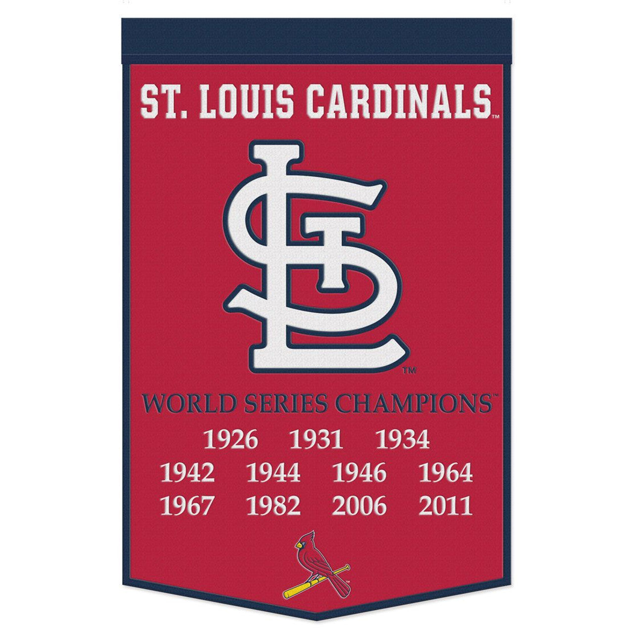 St. Louis Cardinals Banner Wool 24x38 Dynasty Champ Design - Sports Collectibles, Sports Memorabilia, Sports Fan Shop, Sports Gifts