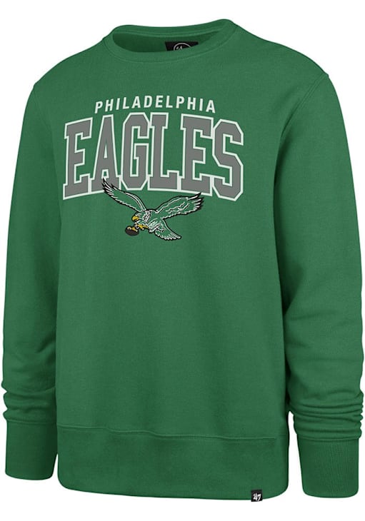 47 Philadelphia Eagles Mens Kelly Green Arch Name Mascot Long Sleeve Crew Sweatshirt - Sports Gifts, Sports Memorabilia, Sports Collectibles, Fan Shop