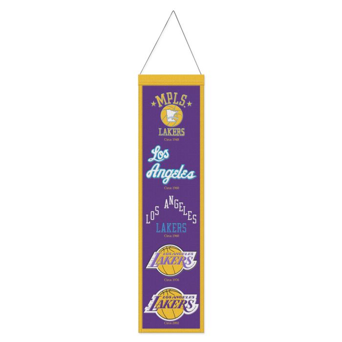Los Angeles Lakers Wool Banner 8" x 32" - Sports Collectibles, Sports Memorabilia, Sports Fan Shop, Sports Gifts
