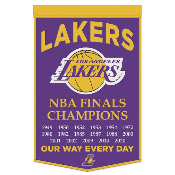 LOS ANGELES LAKERS WOOL BANNER 24" X 38 - 757 Sports Collectibles