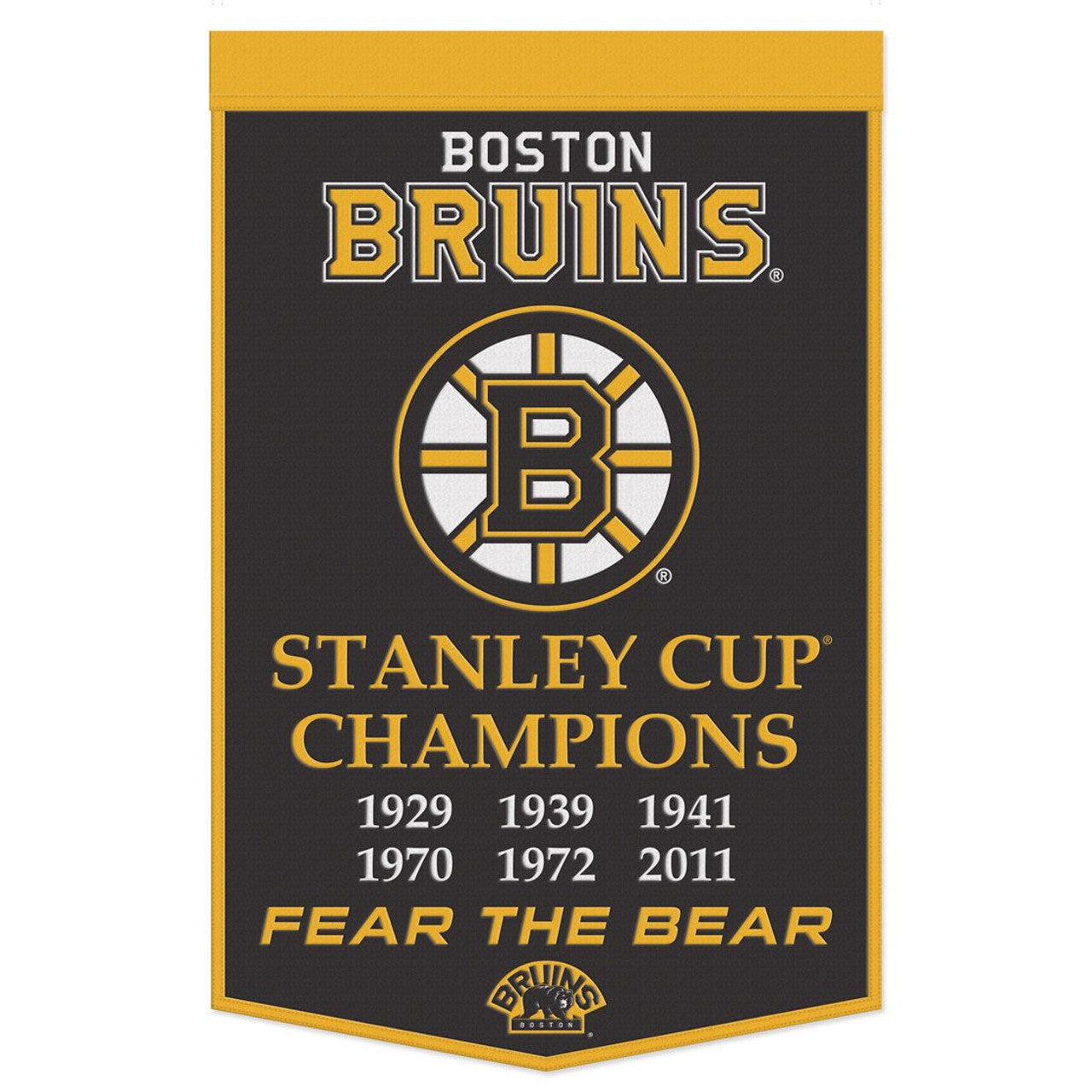 Boston Bruins Banner Wool 24x38 Dynasty Champ Design - Sports Collectibles, Sports Memorabilia, Sports Fan Shop, Sports Gifts