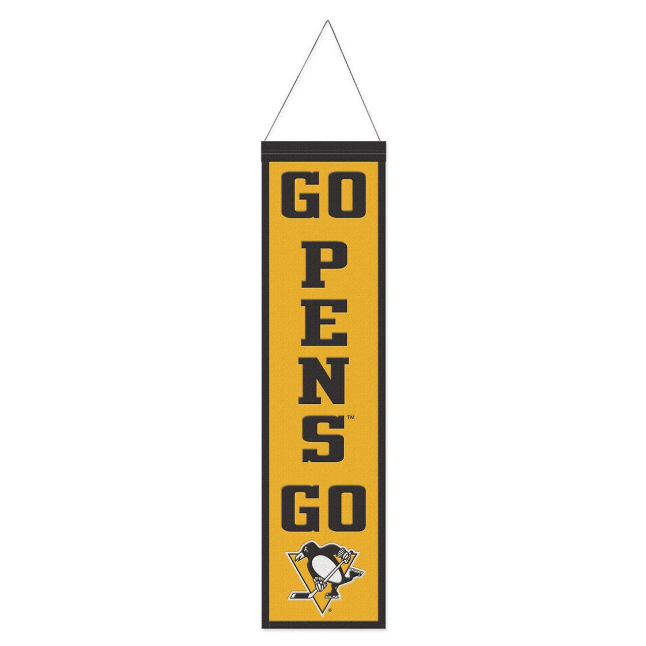 Pittsburgh Penguins Banner Wool 8x32 Heritage Slogan Design - Special Order - Sports Collectibles, Sports Memorabilia, Sports Fan Shop, Sports Gifts