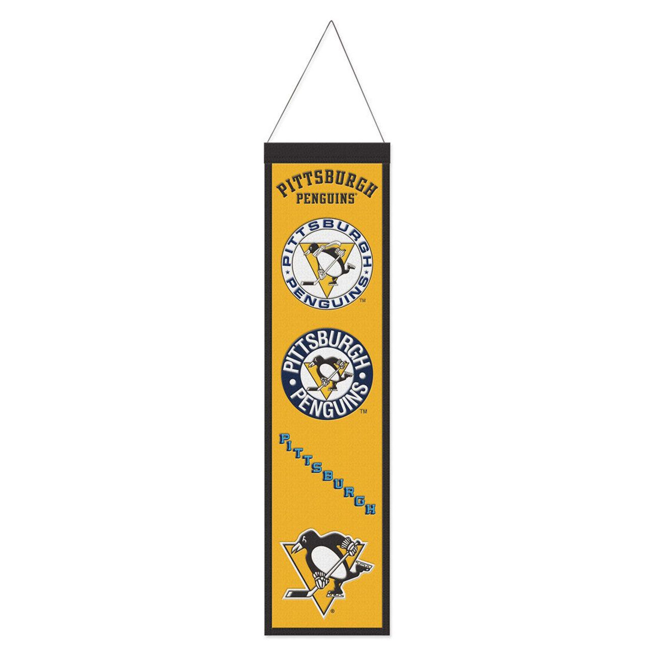 Pittsburgh Penguins Banner Wool 8x32 Heritage Evolution Design - Sports Collectibles, Sports Memorabilia, Sports Fan Shop, Sports Gifts